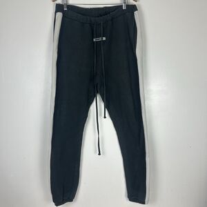 Fear of God Essentials Side Stripe Sweatpants Black/Cream Men's Size Large